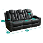 Canapé deux places en cuir synthétique de qualité supérieure pour cinéma maison, avec lumières DEL, fauteuil inclinable avec haut-parleurs intégrés et recharge sans fil
