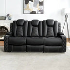 Canapé deux places en cuir synthétique de qualité supérieure pour cinéma maison, avec lumières DEL, fauteuil inclinable avec haut-parleurs intégrés et recharge sans fil