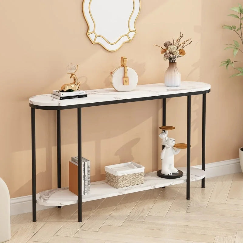 Console Table 2 Tier Narrow Entryway Table with Storage Shelves