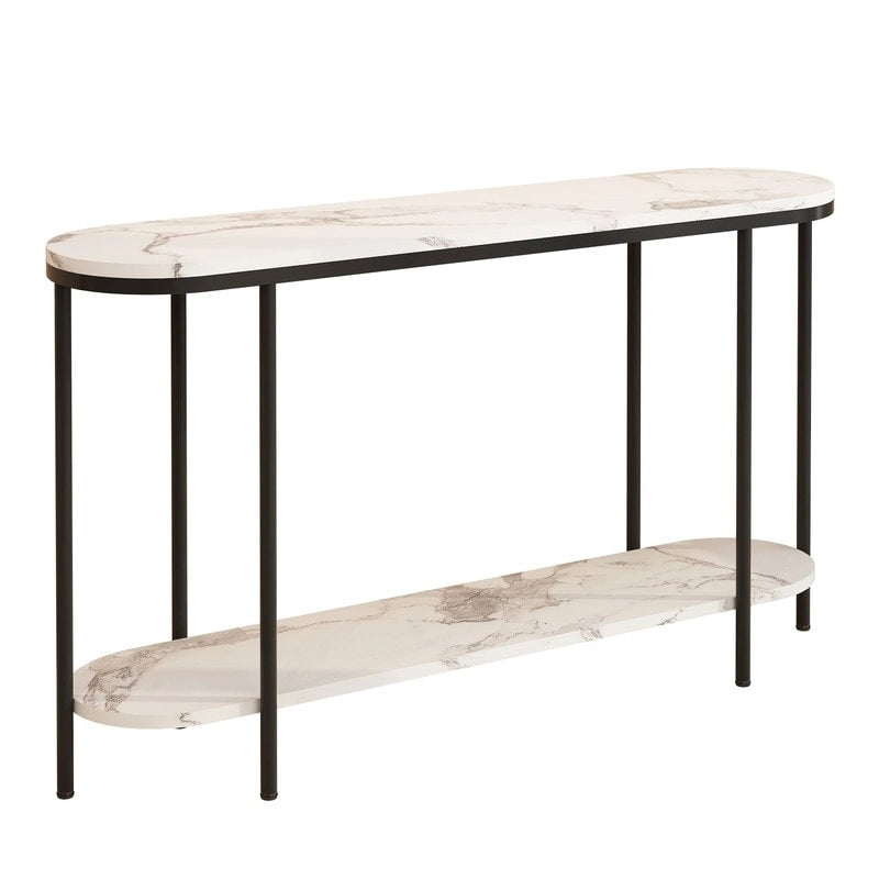 Console Table 2 Tier Narrow Entryway Table with Storage Shelves