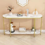 Console Table 2 Tier Narrow Entryway Table with Storage Shelves
