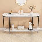 Console Table 2 Tier Narrow Entryway Table with Storage Shelves