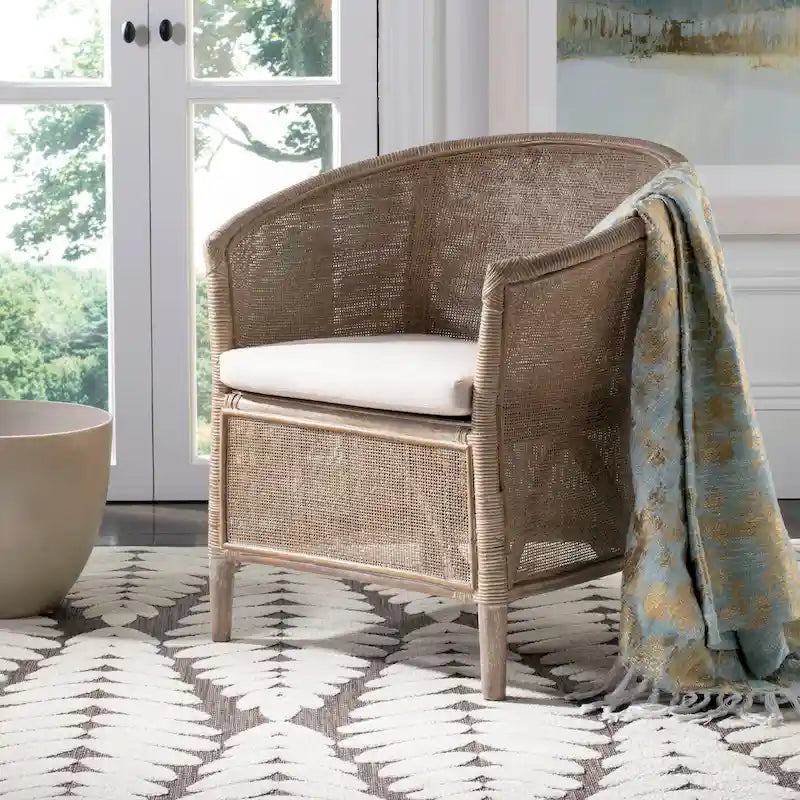 Rattan Arm Chair Washed - 31.5 x 29.9 x 25.6 - 30Wx26Dx32H