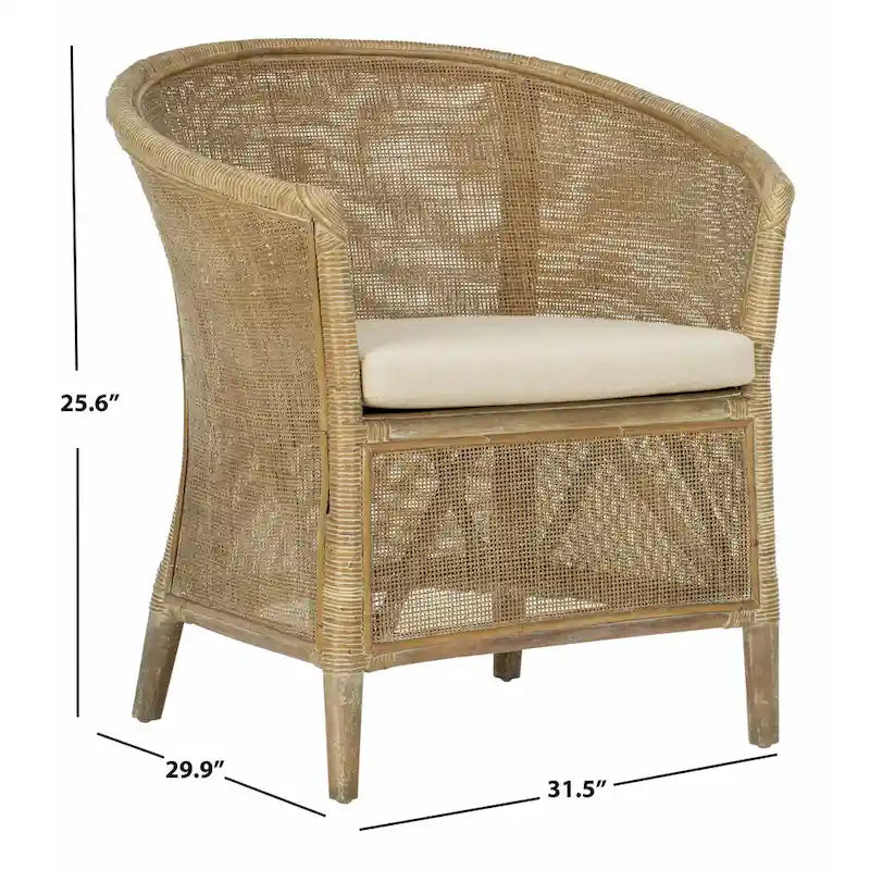Fauteuil en rotin lavé – 31,5 x 29,9 x 25,6 po – 30L x 26P x 32H