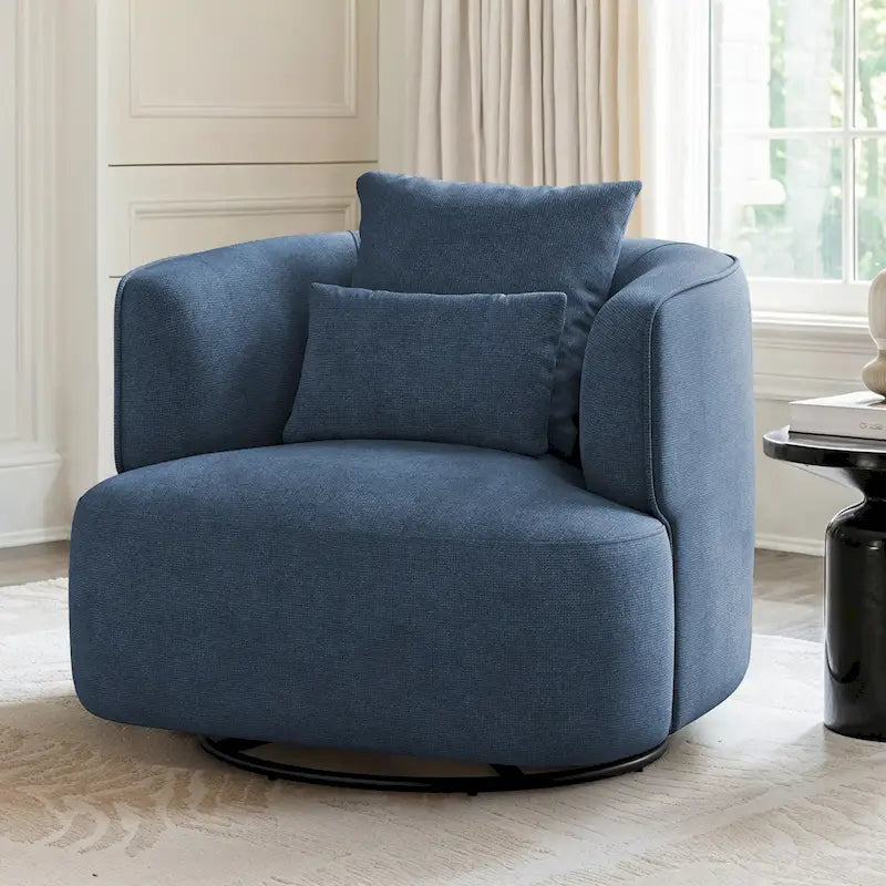 Swivel Accent Armchair Fabric Blend, Modern Upholstered Barrel Chair Living Room Sofa Chair