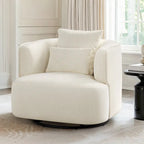  Swivel Accent Armchair Fabric Blend, Modern Upholstered Barrel Chair Living Room Sofa Chair
