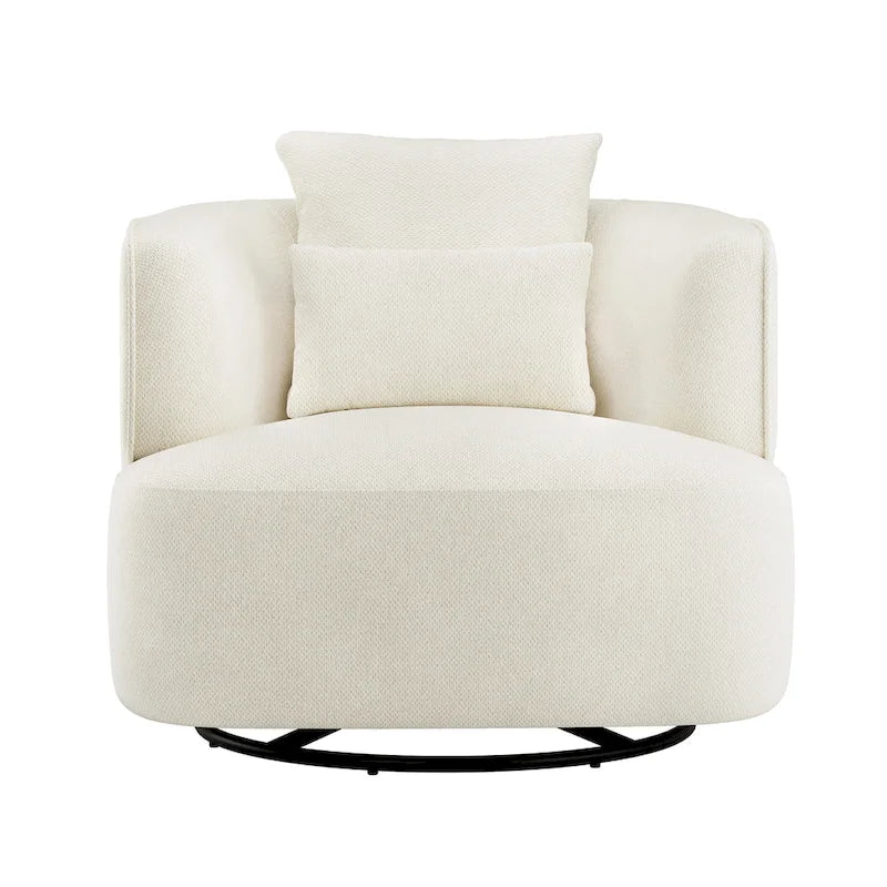 Swivel Accent Armchair Fabric Blend, Modern Upholstered Barrel Chair Living Room Sofa Chair