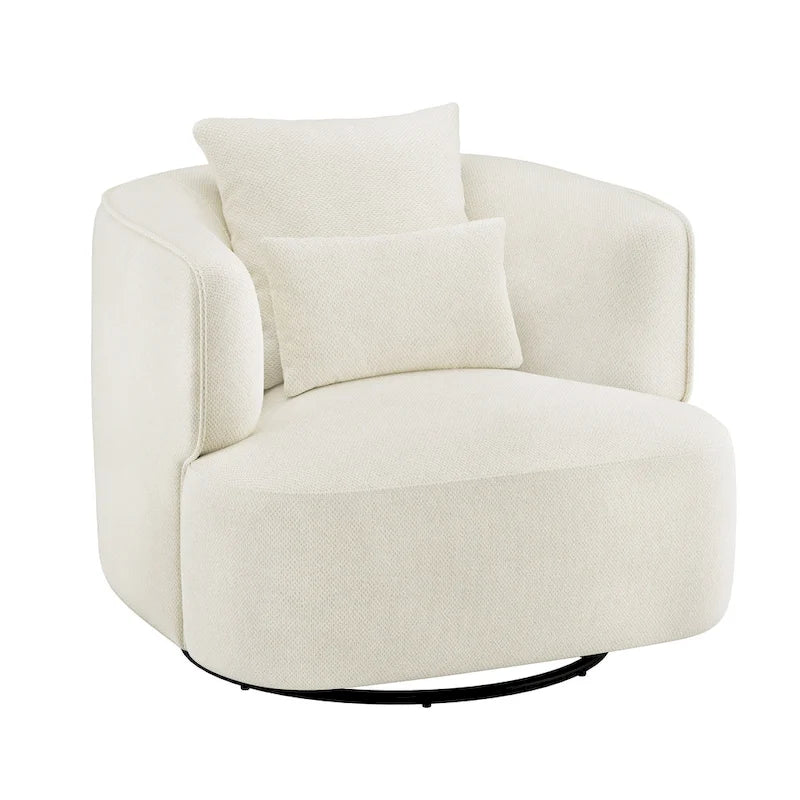 Swivel Accent Armchair Fabric Blend, Modern Upholstered Barrel Chair Living Room Sofa Chair