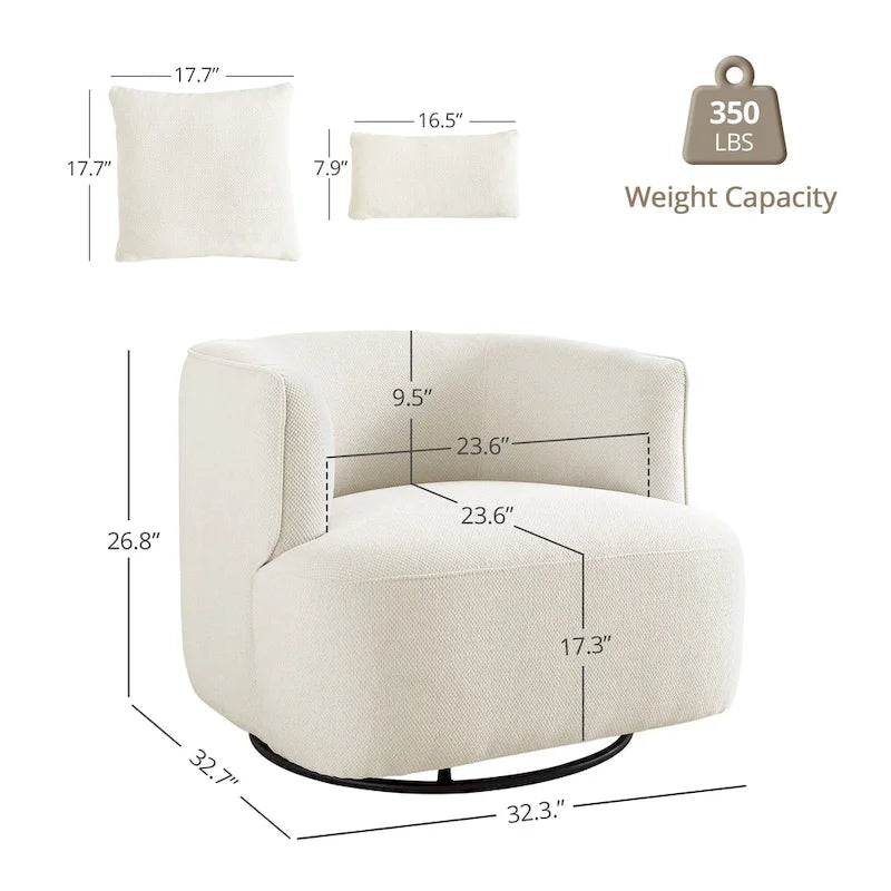 Fauteuil pivotant en tissu, Fauteuil club rembourré moderne pour salon