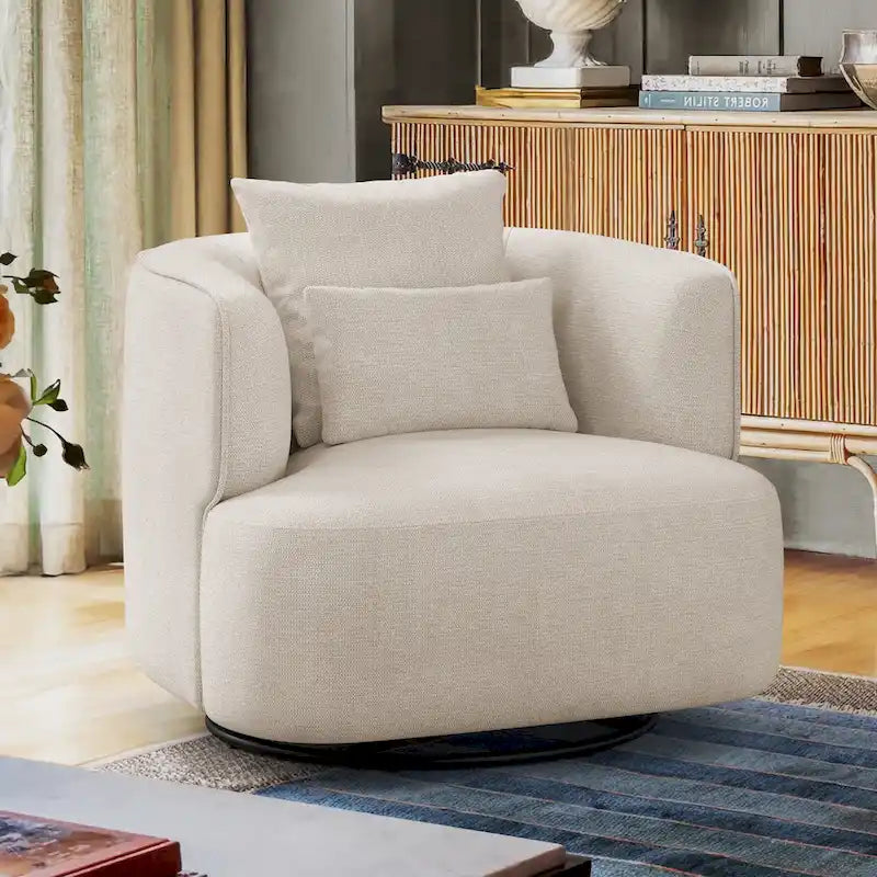 Fauteuil pivotant en tissu, Fauteuil club rembourré moderne pour salon
