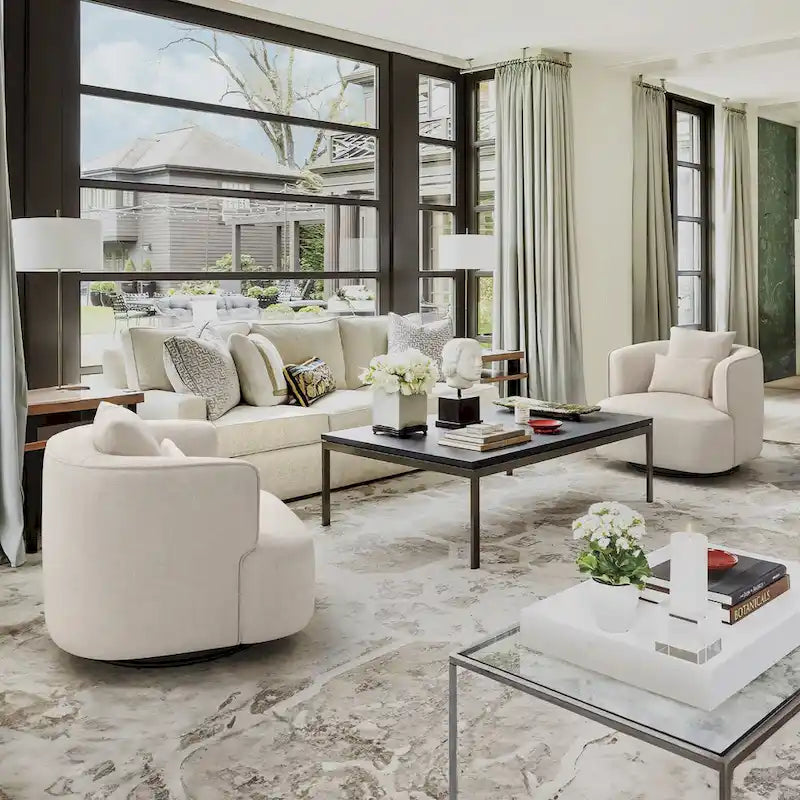 Fauteuil pivotant en tissu, Fauteuil club rembourré moderne pour salon
