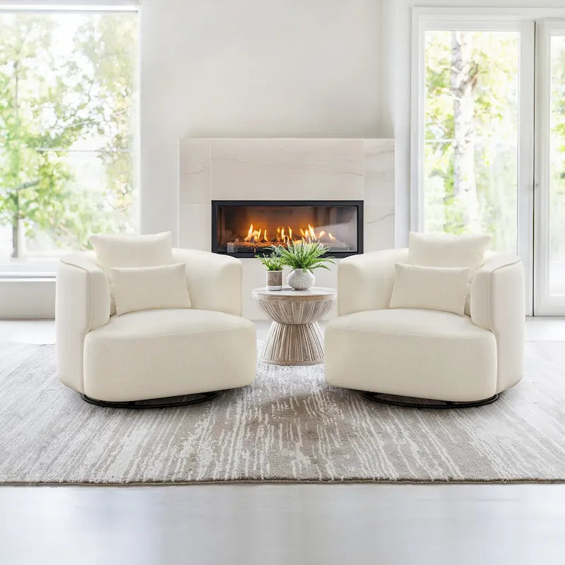 Fauteuil pivotant en tissu, Fauteuil club rembourré moderne pour salon