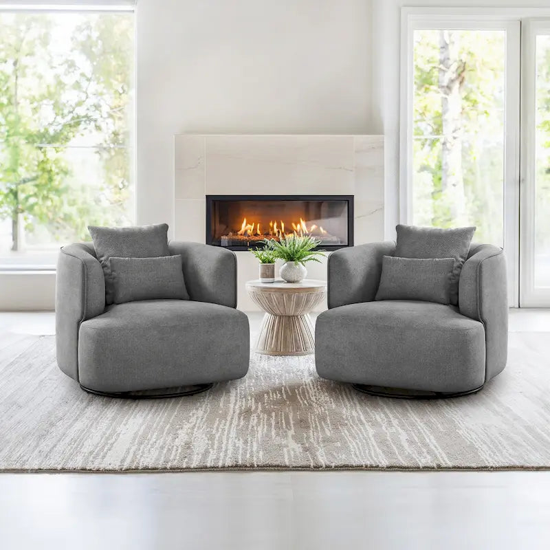 Fauteuil pivotant en tissu, Fauteuil club rembourré moderne pour salon