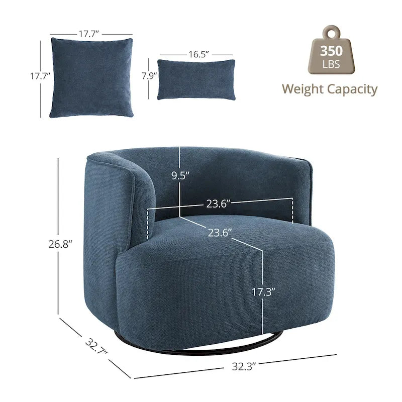 Fauteuil pivotant en tissu, Fauteuil club rembourré moderne pour salon