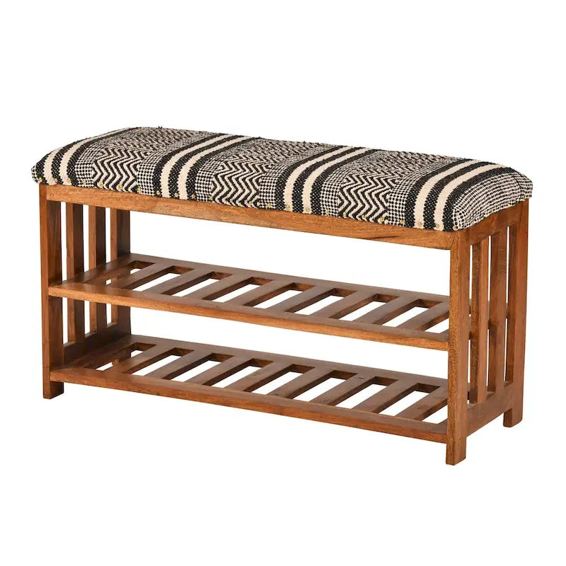 Upholstered 2-Shelf Storage Entryway and Bedroom Bench - 18 H x 34 W x 12 D