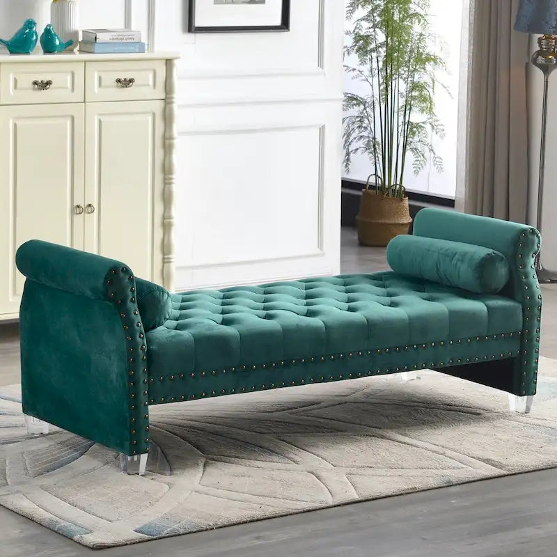 71-inch Rolled Arm Oversized Velvet Tufted Upholstered Bench