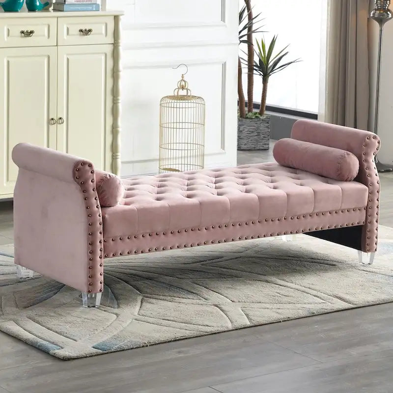 71-inch Rolled Arm Oversized Velvet Tufted Upholstered Bench