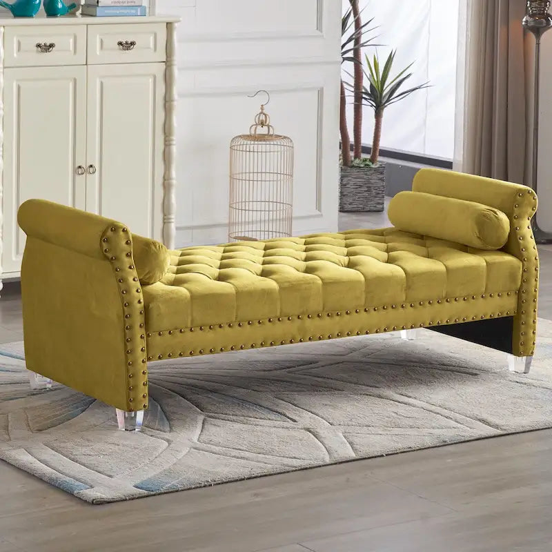 71-inch Rolled Arm Oversized Velvet Tufted Upholstered Bench