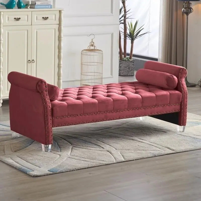 71-inch Rolled Arm Oversized Velvet Tufted Upholstered Bench