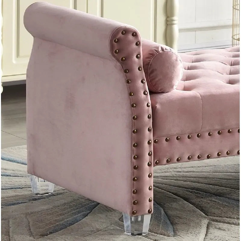 71-inch Rolled Arm Oversized Velvet Tufted Upholstered Bench