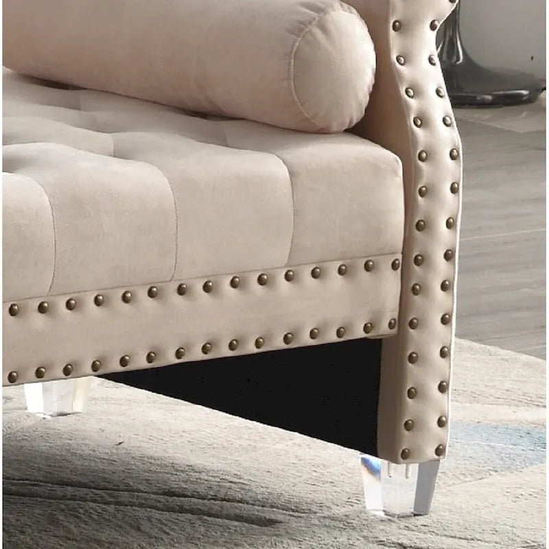 71-inch Rolled Arm Oversized Velvet Tufted Upholstered Bench
