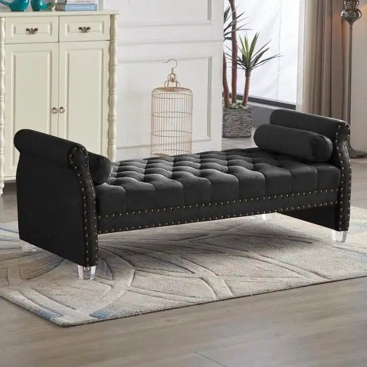 71-inch Rolled Arm Oversized Velvet Tufted Upholstered Bench