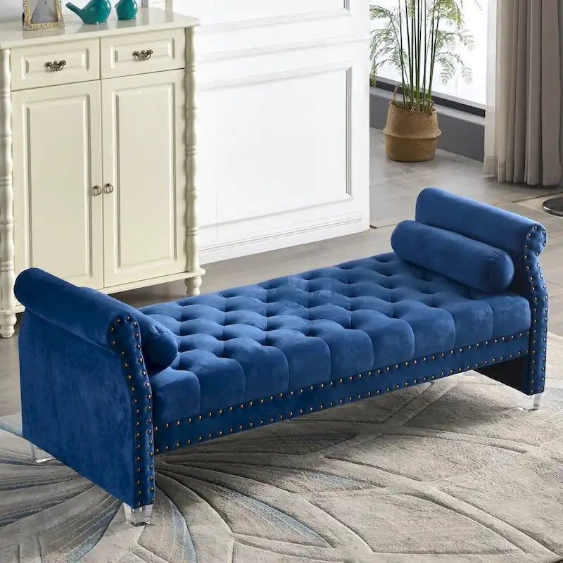71-inch Rolled Arm Oversized Velvet Tufted Upholstered Bench