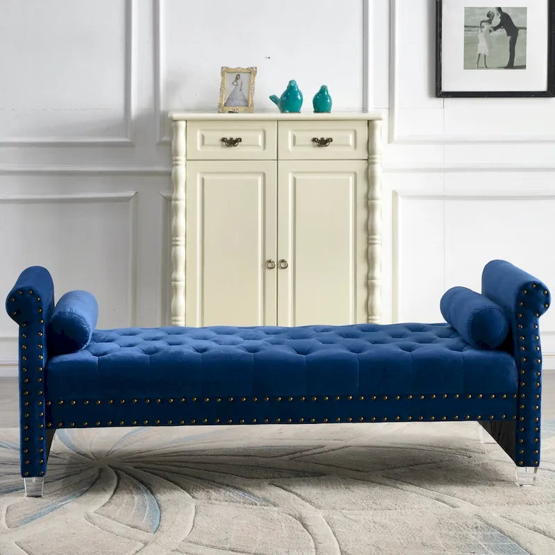 71-inch Rolled Arm Oversized Velvet Tufted Upholstered Bench