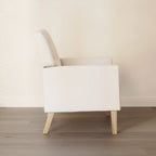 Fauteuil d'appoint rembourré moderne en tissu de lin capitonné avec cadre en bois massif - 28,5 L X 27,25 P X 33,75 H