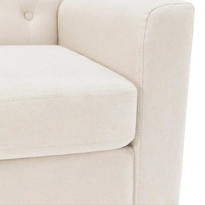 Fauteuil d'appoint rembourré moderne en tissu de lin capitonné avec cadre en bois massif - 28,5 L X 27,25 P X 33,75 H