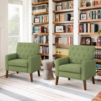 Fauteuil d'appoint rembourré moderne en tissu de lin capitonné avec cadre en bois massif - 28,5 L X 27,25 P X 33,75 H