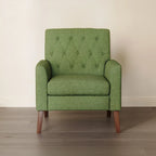 Fauteuil d'appoint rembourré moderne en tissu de lin capitonné avec cadre en bois massif - 28,5 L X 27,25 P X 33,75 H