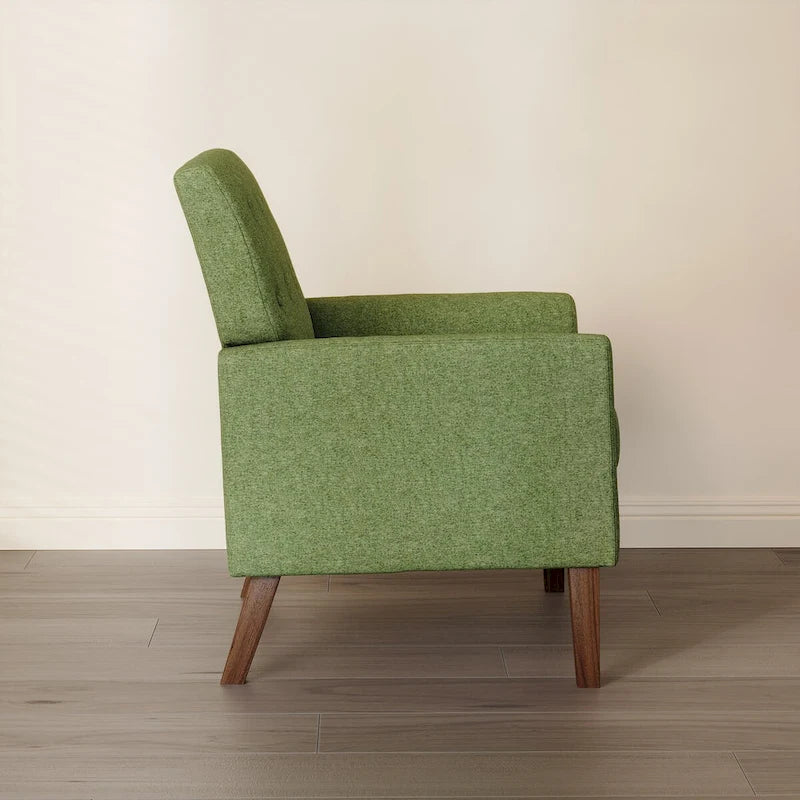 Fauteuil d'appoint rembourré moderne en tissu de lin capitonné avec cadre en bois massif - 28,5 L X 27,25 P X 33,75 H