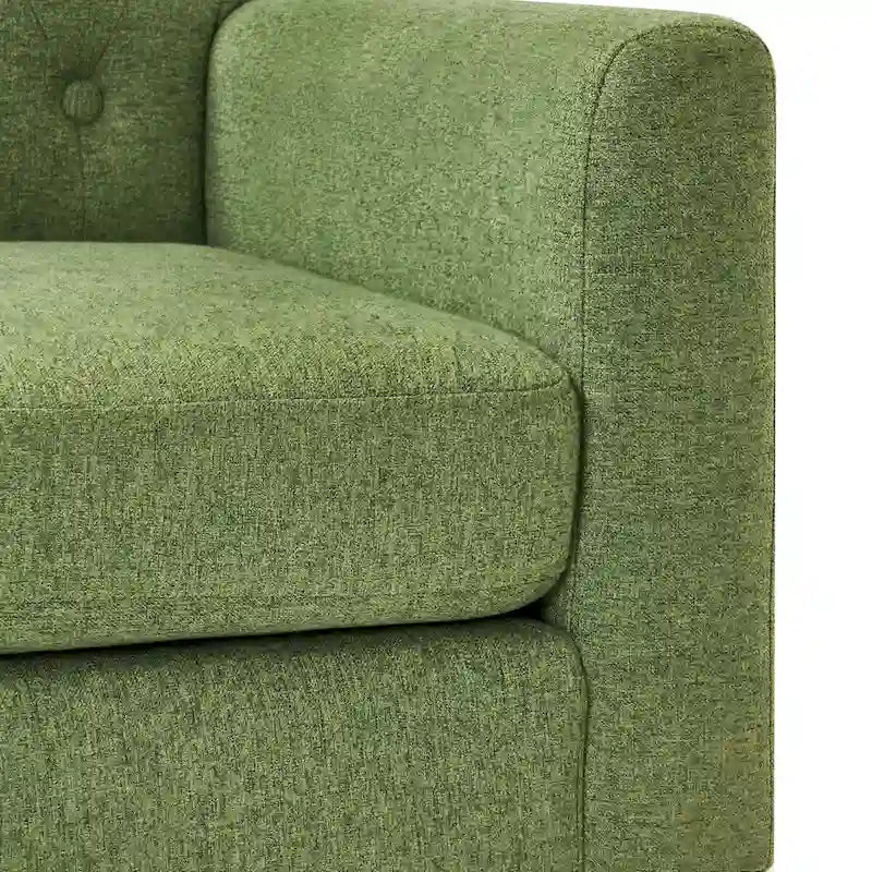 Fauteuil d'appoint rembourré moderne en tissu de lin capitonné avec cadre en bois massif - 28,5 L X 27,25 P X 33,75 H