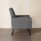 Fauteuil d'appoint rembourré moderne en tissu de lin capitonné avec cadre en bois massif - 28,5 L X 27,25 P X 33,75 H