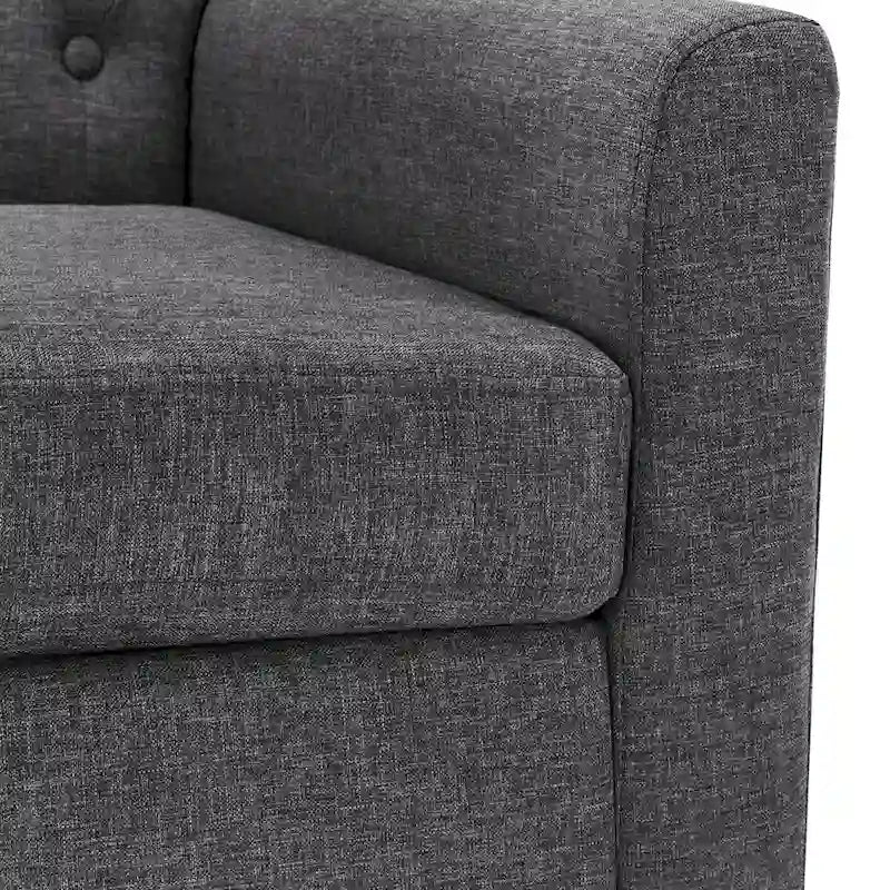 Fauteuil d'appoint rembourré moderne en tissu de lin capitonné avec cadre en bois massif - 28,5 L X 27,25 P X 33,75 H