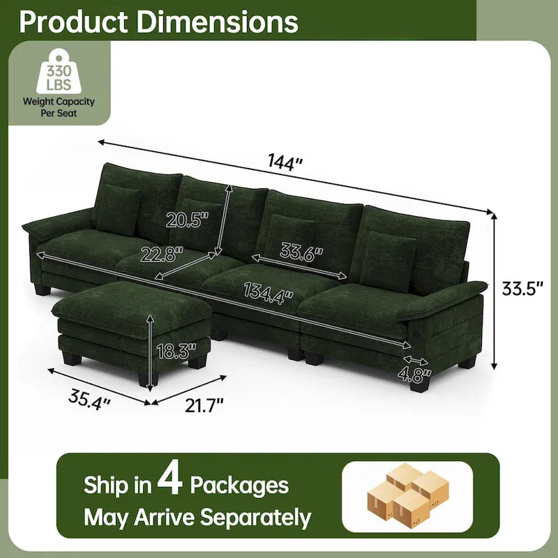 5 Seat Modular Sofa Sleeper Couch Set Convertible L Shaped Sofa Couch for Living Room