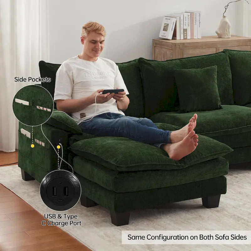 5 Seat Modular Sofa Sleeper Couch Set Convertible L Shaped Sofa Couch for Living Room