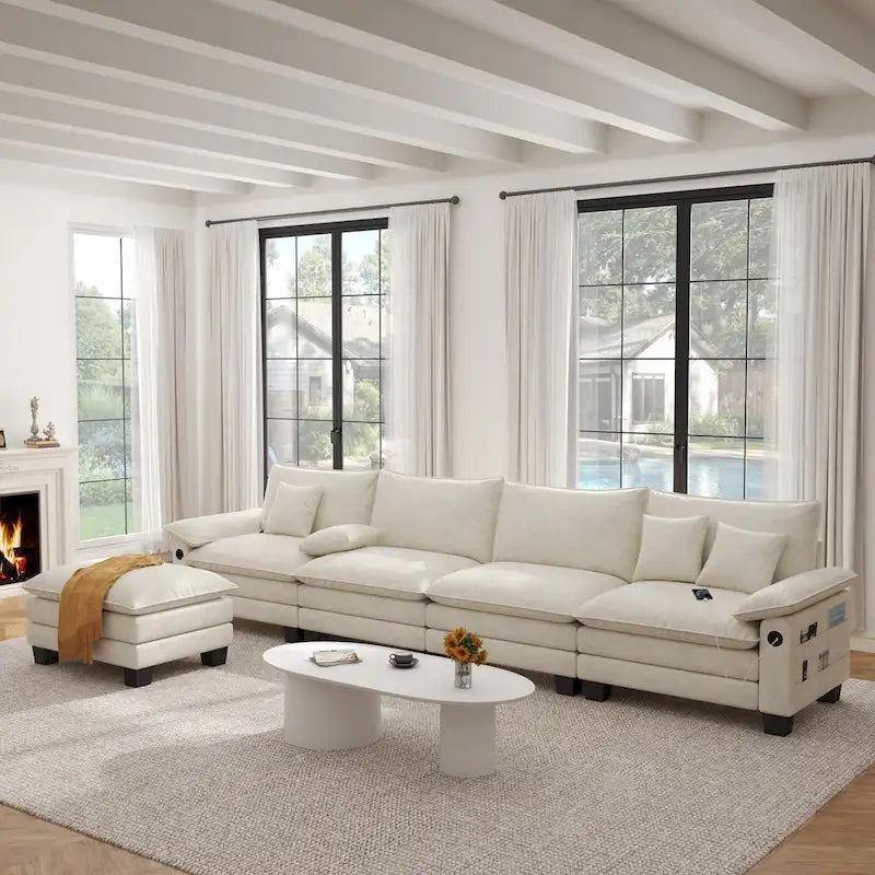 5 Seat Modular Sofa Sleeper Couch Set Convertible L Shaped Sofa Couch for Living Room