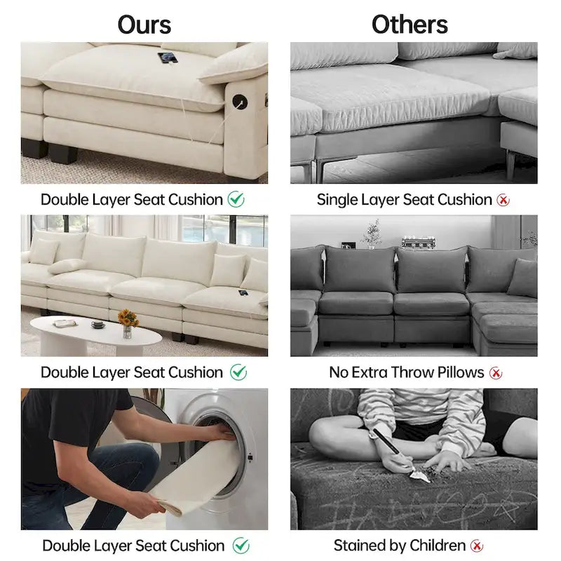 5 Seat Modular Sofa Sleeper Couch Set Convertible L Shaped Sofa Couch for Living Room