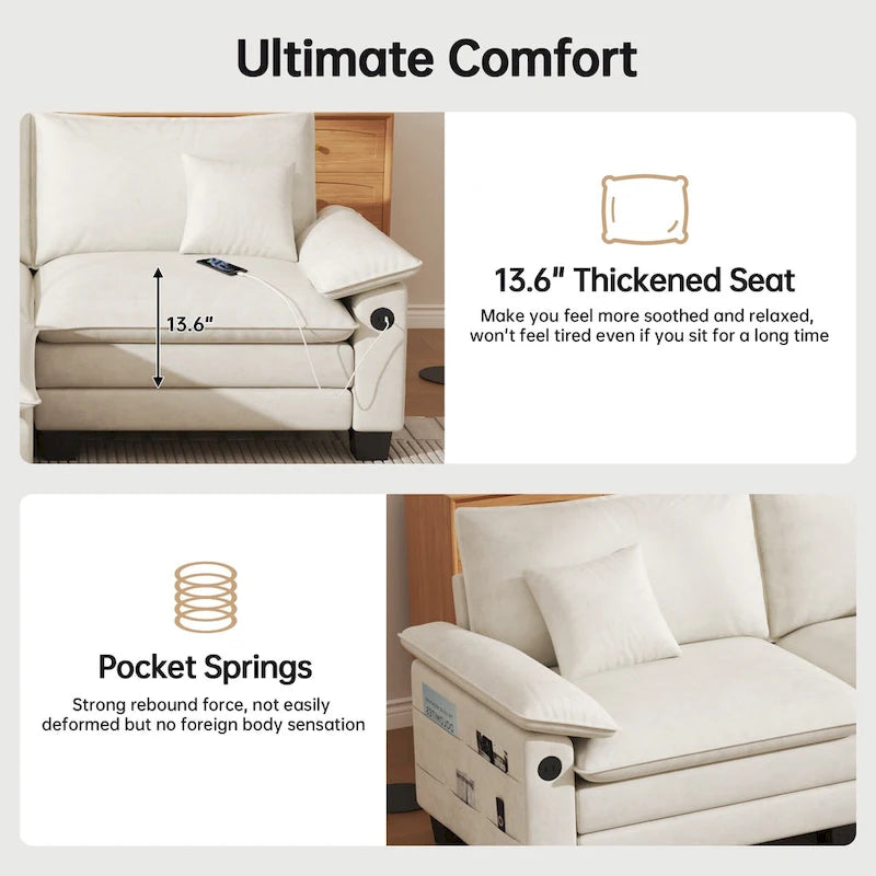 5 Seat Modular Sofa Sleeper Couch Set Convertible L Shaped Sofa Couch for Living Room