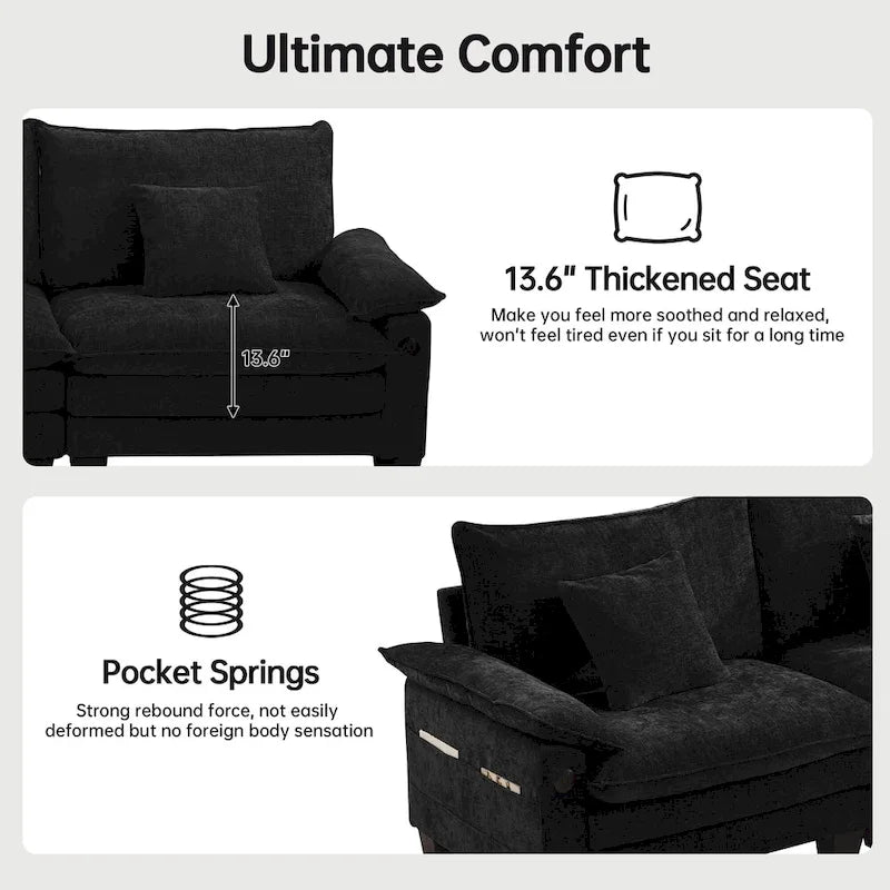 5 Seat Modular Sofa Sleeper Couch Set Convertible L Shaped Sofa Couch for Living Room