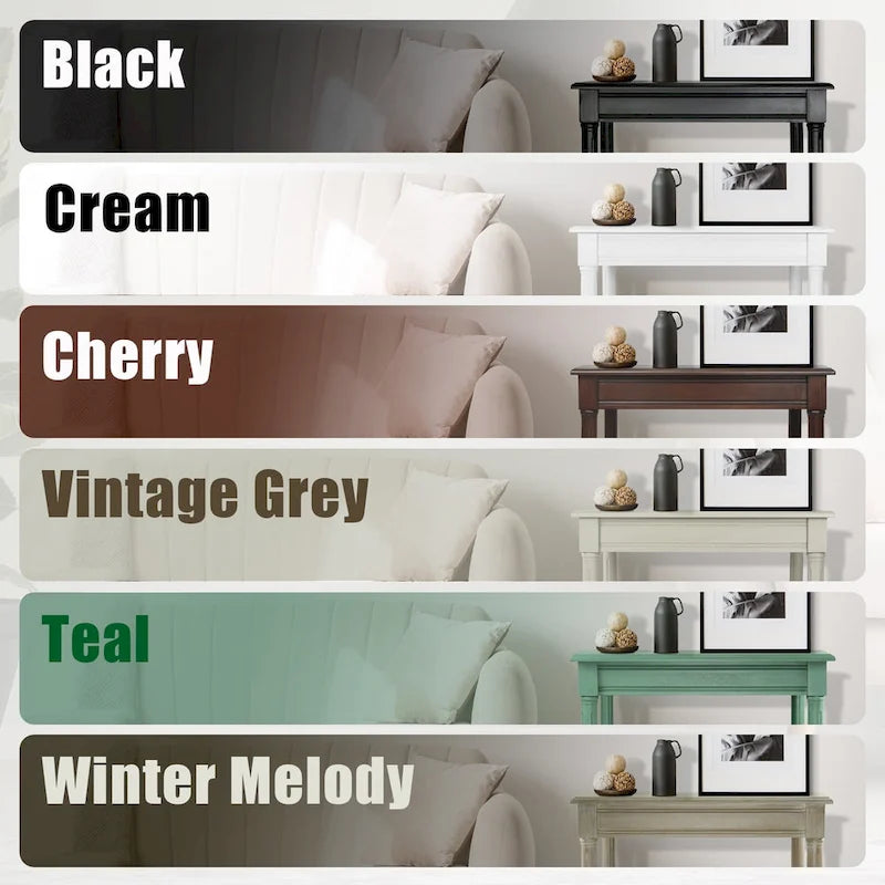 Cream Side Table with Rattan Shelf