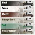 Cream Side Table with Rattan Shelf