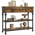 Narrow Console Table with Drawers and Shelves for Entryway