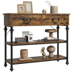 Narrow Console Table with Drawers and Shelves for Entryway