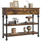 Narrow Console Table with Drawers and Shelves for Entryway