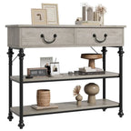 Narrow Console Table with Drawers and Shelves for Entryway