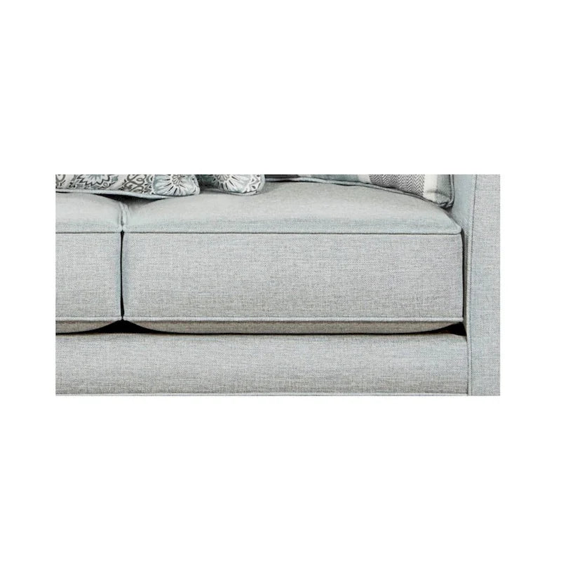 Canapé bleu/gris clair transitionnel à accoudoirs arrondis