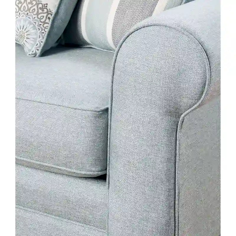 Canapé bleu/gris clair transitionnel à accoudoirs arrondis